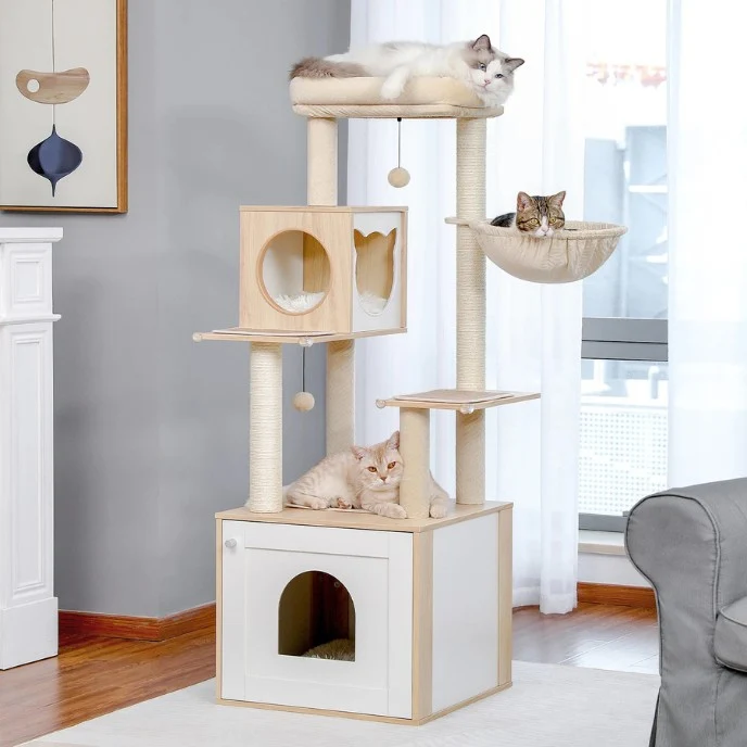 Arbre à chat en bois - design scandinave