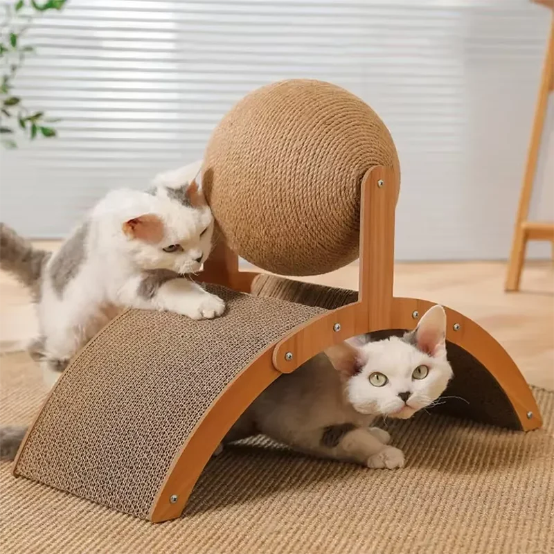 Griffoir à chat - Grattoir carton avec balle sisal - Lepont