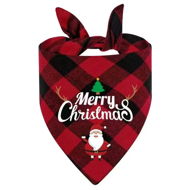 Bandanas de Noël à carreaux pour chat