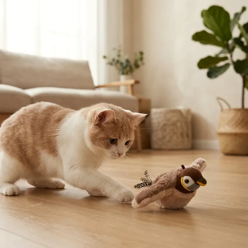 Oiseau pour chat – Vol simulé, chasse bien réelle