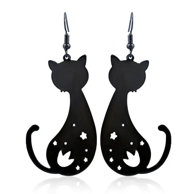 boucles d'oreilles chat noir