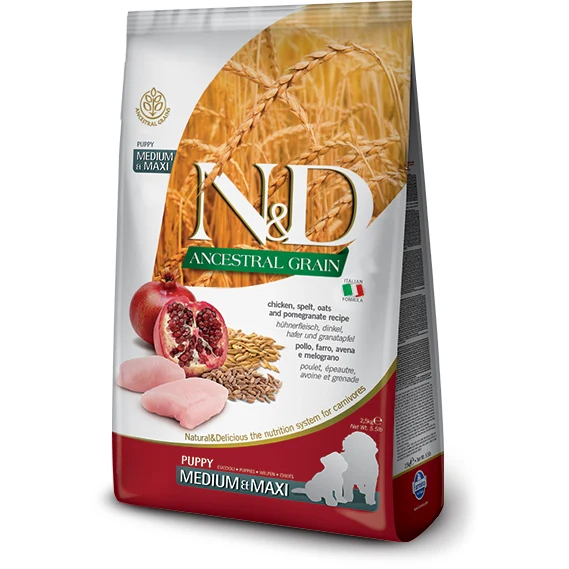 Farmina N&D Ancestral Grain - Puppy Med/Maxi Chicken & Pomegranate - Dog Food
