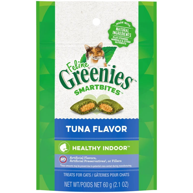 Greenies Feline Smartbites Healthy Indoor - Adult Cat Treats Tuna Flavour (60g)