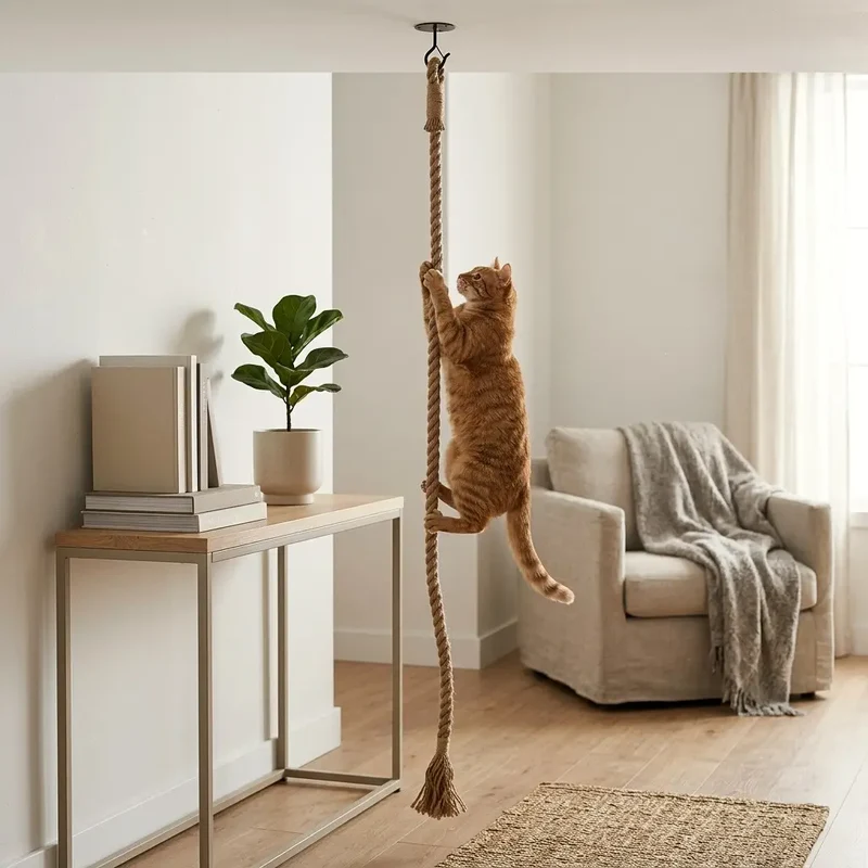 Corde à chat – L'accessoire qu'on oublie jusqu'au premier griffé
