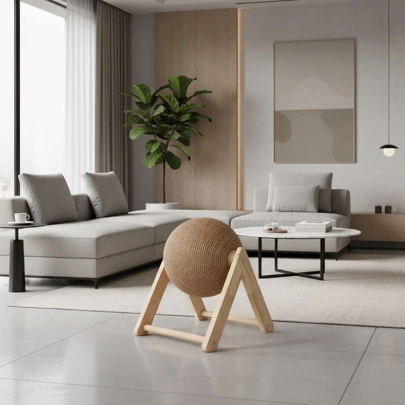 Griffoir en Bois & Corde de Sisal pour Chat