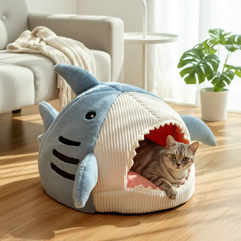 Lit Tente Fermé pour Chat en Coton