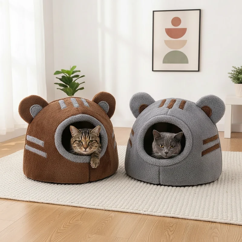 Lit pour Chat Grotte Forme Ours – Nid Cosy