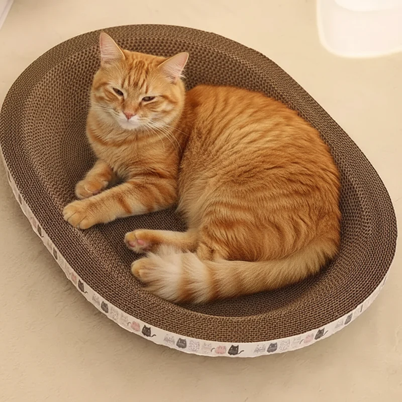 Griffoir pour chat en carton ondulé rond & ovale