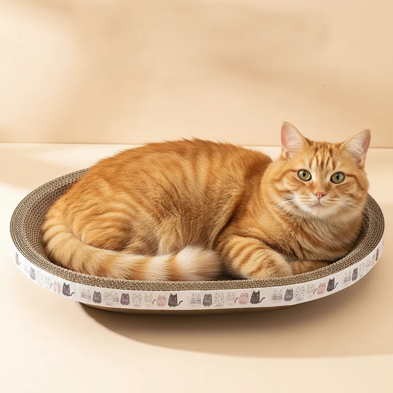 Griffoir pour chat en carton ondulé rond & ovale