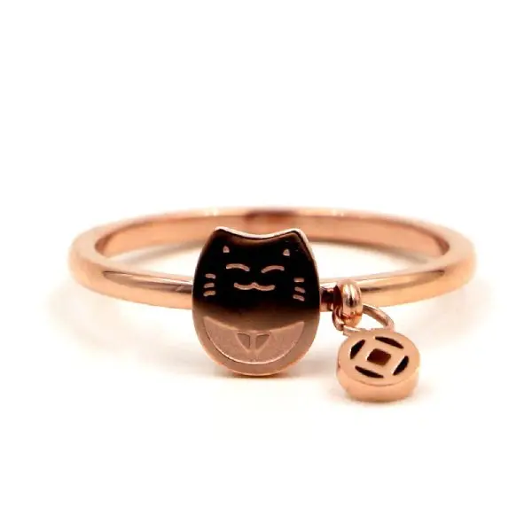 Bague Chat Avec Pendentif (Acier)