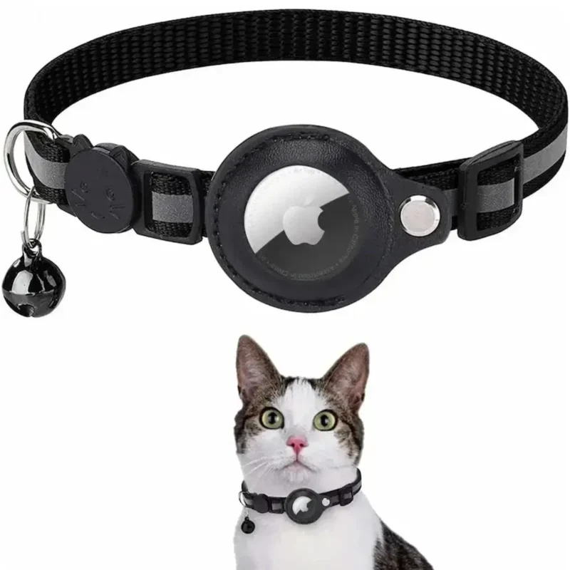 Collier pour chat compatible AirTag – Boucle de sécurité, clochette, réfléchissant