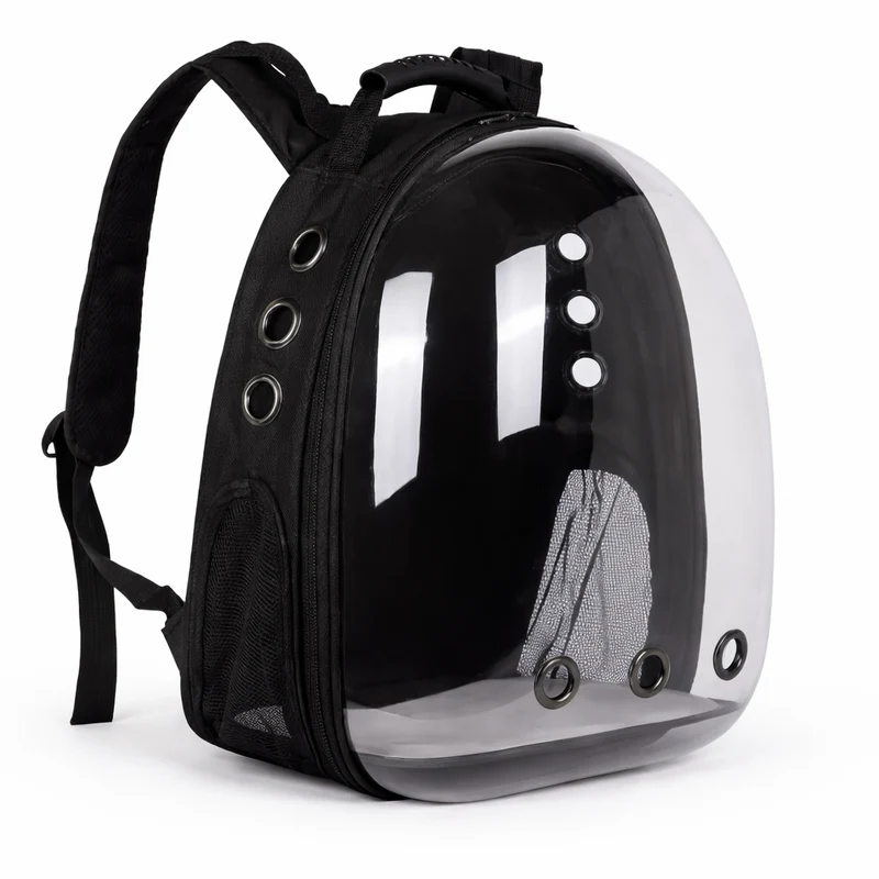 Sac à dos de transport pour chat avec façade plastique transparente
