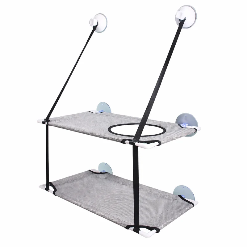 Hamac de fenêtre double étage pour chat avec ventouses 51 × 31 cm