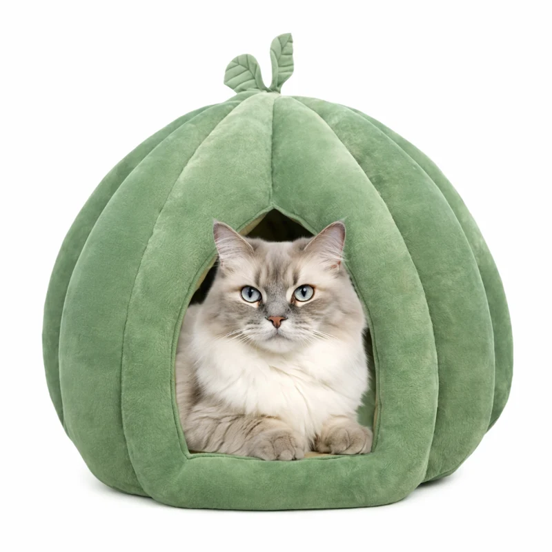 Niche Intérieure pour Chat en Tissu Forme Citrouille