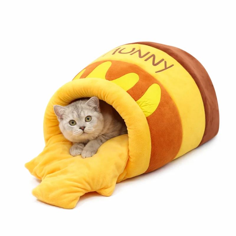 Niche Tunnel pour Chat en Tissu avec Coussin Intégré