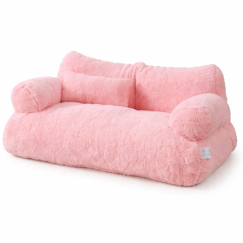 Canapé pour chat en peluche avec coussin et accoudoirs