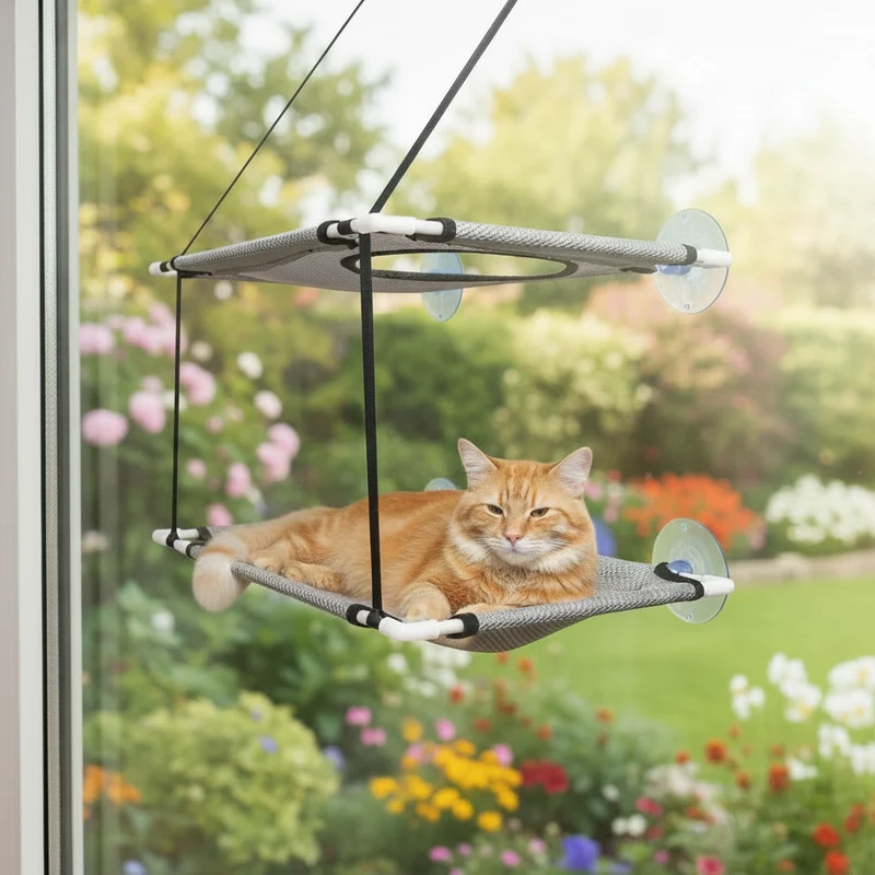 Hamac fenêtre pour chat à ventouses