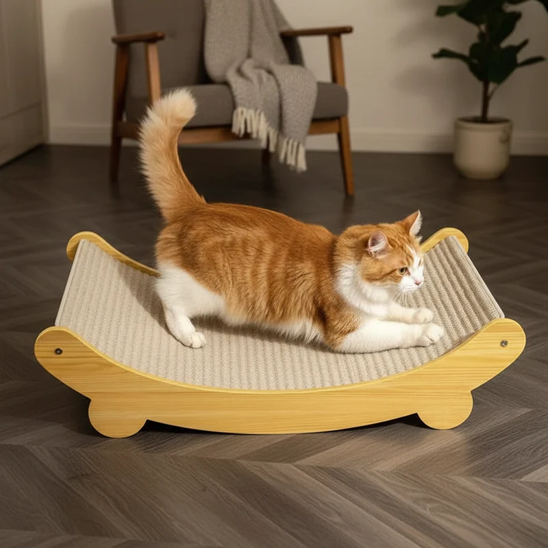 Griffoir pour chat bois & sisal multifonction – Lit + griffoir détachable