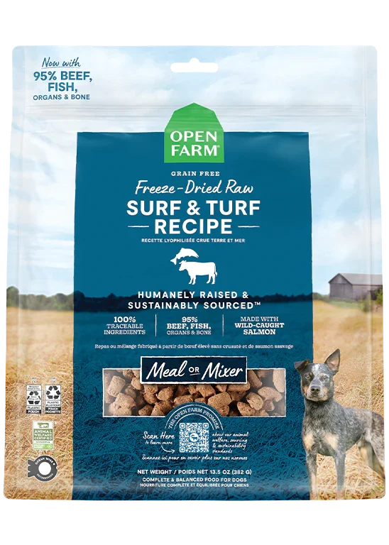 Open Farm Surf & Turf Recipe - Freeze Dried Raw Dog Food 13.5oz