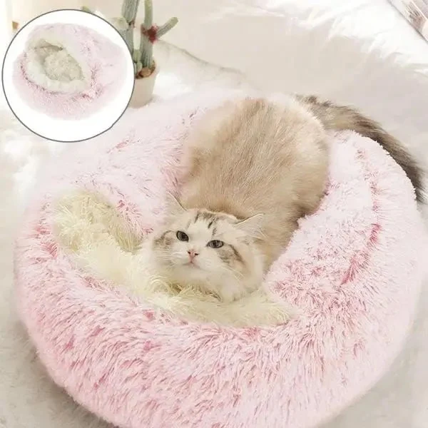 Coussin pour chat - rose avec abri