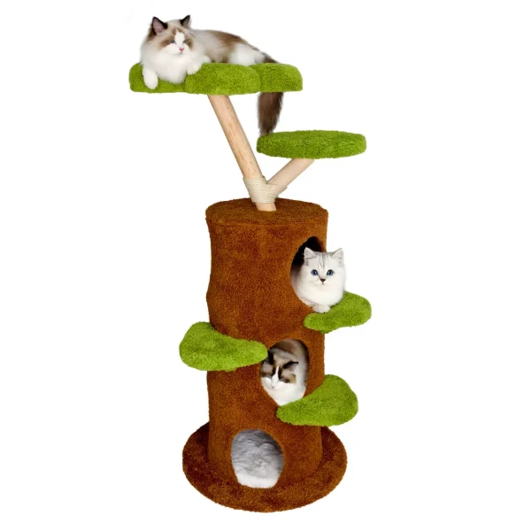 Arbre à chat multi-niveaux avec niches et plateformes – 148 cm