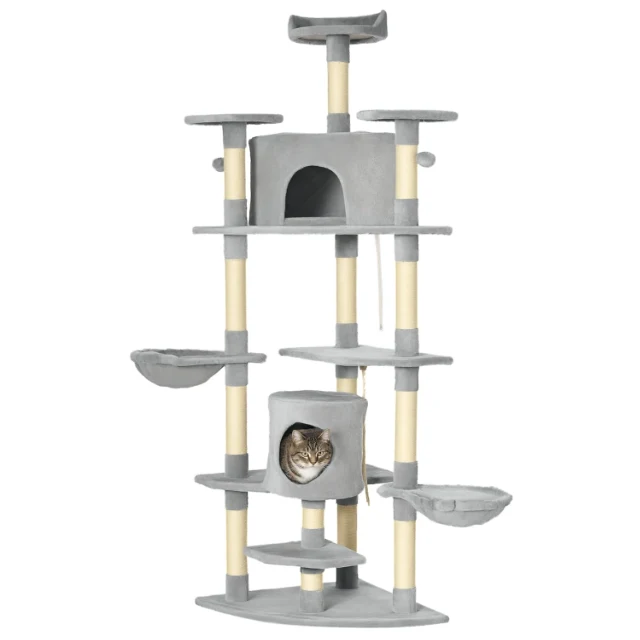 Arbre à chat multi-niveaux 200 cm avec niches, plateformes et hamacs
