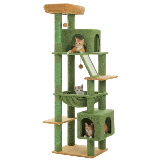 Arbre à chat multi-niveaux 180 cm avec niches, hamac et plateformes