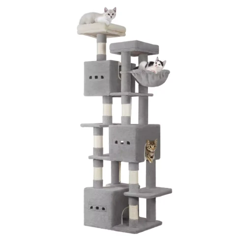 Arbre à chat multi-niveaux 193 cm avec niches, plateformes et hamac