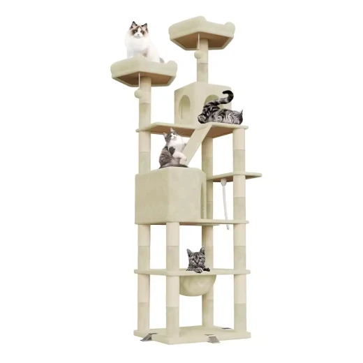 Arbre à chat multi-niveaux 208 cm avec niches, hamac et plateformes