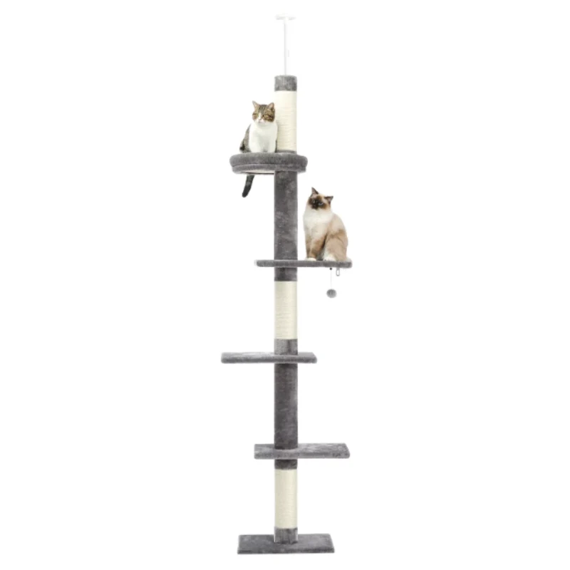 Arbre à chat réglable du sol au plafond avec poteaux en sisal