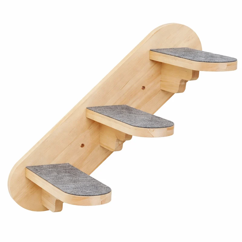 Modules muraux pour parcours de chat avec plateformes, hamacs et éléments en bois