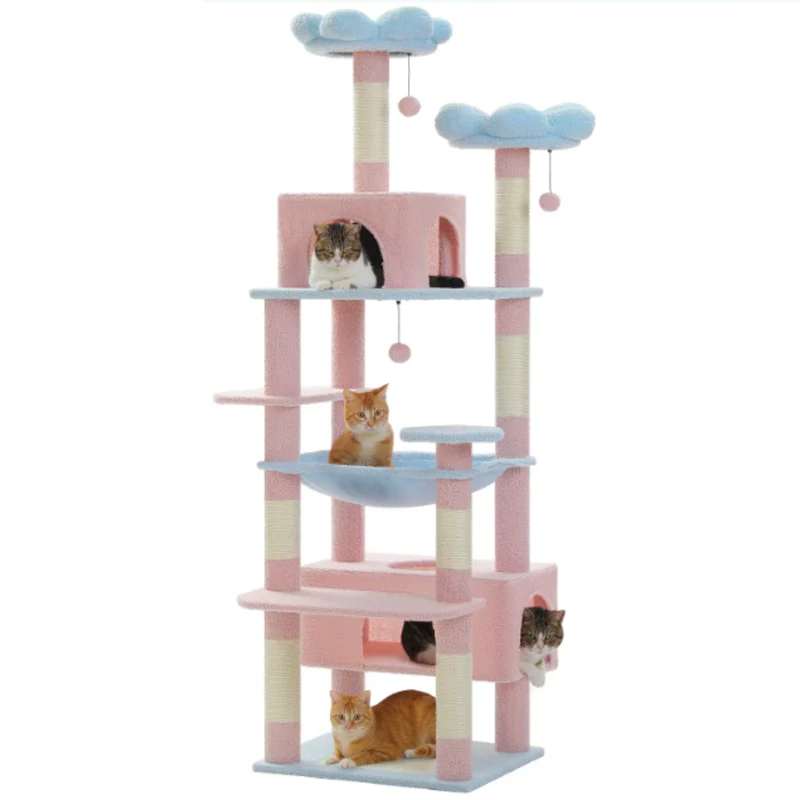 Arbre à chat 184 cm avec niches, plateformes, perchoirs et poteaux en sisal