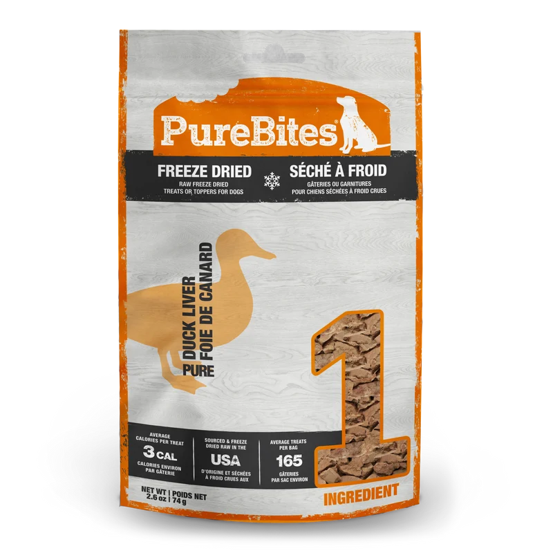 PureBites Freeze Dried Dog Treats - Duck Liver (74g)
