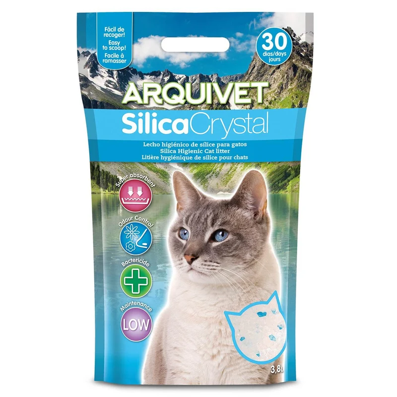 Lecho higiénico de arena de sílice para gatos