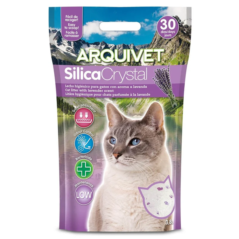 Lecho higiénico de arena de sílice con aroma, para gatos. 3,8 L