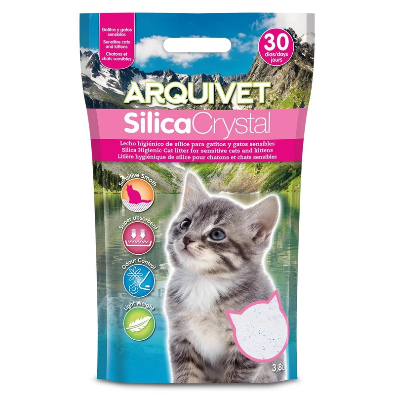 Lecho higiénico de arena de sílice para gatitos. 3,8 L