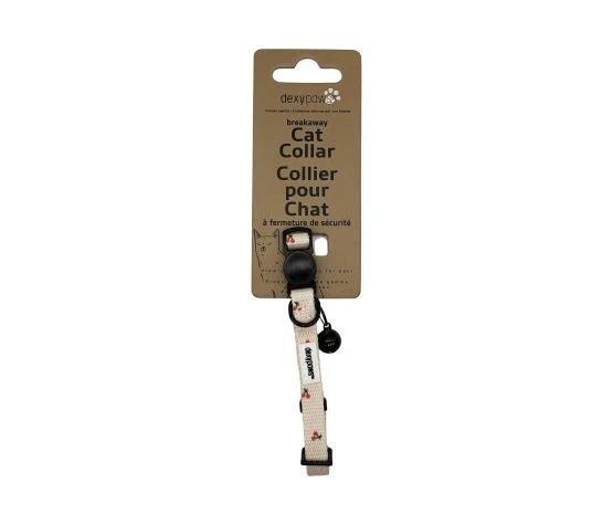 Dexypaws Collier En Polyester Pour Chat, Beige Naturel à Motifs De Cerises