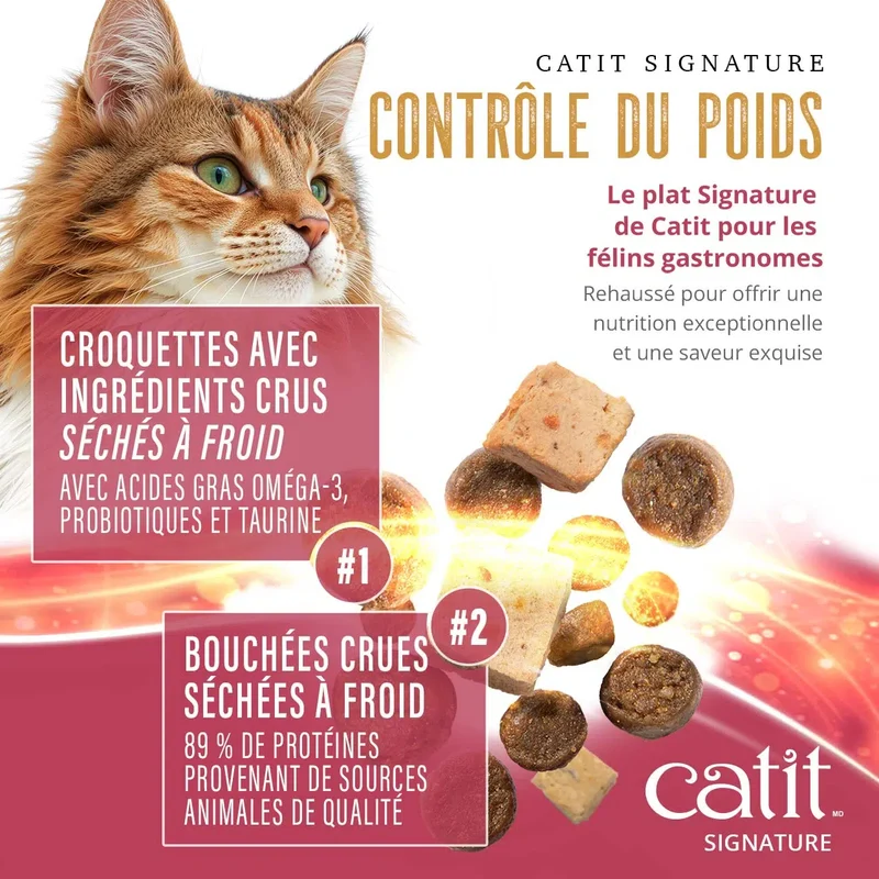 Catit - Chat - Adulte - Contrôle du Poids - Repas de Poulet - Cru séché a froid - 1.8kg