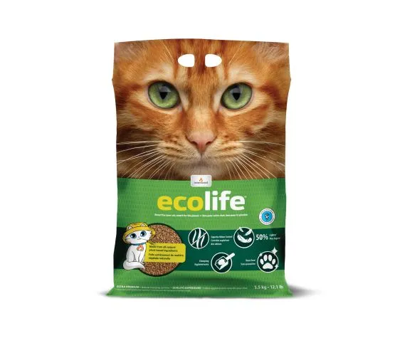 Intersand - Ecolife - Litière - Agglomérante - Matière Végétale - 5.5kg