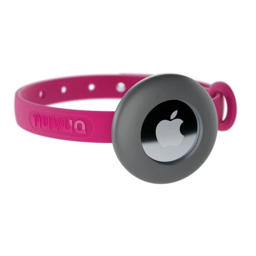 Nuvuq Collier ajustable avec attache de sécurité pour chat - Rose - Avec étui pour "Airtag" gris