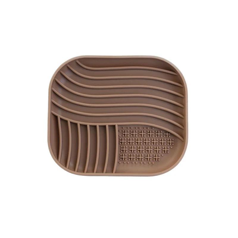 Dexypaws Tapis de léchage en silicone "Cache-cache" à alimentation lente - Carré - Affogato