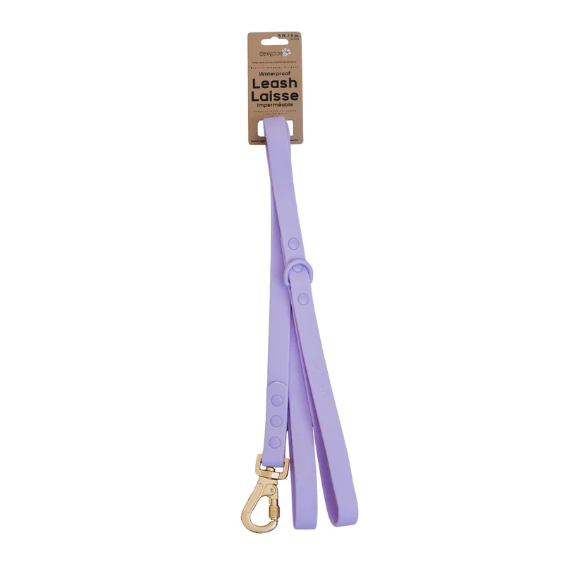 Dexypaws Laisse imperméable pour chien - Lilas - 5 pieds