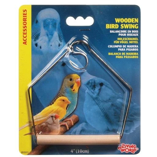 Living World Wooden Bird Swing Medium - 10 x 12.5 cm (4 x 5 in)