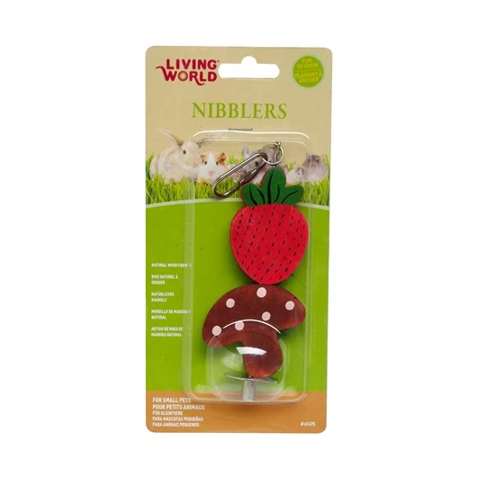 Living World Nibblers Wood Chews - Strawberry & Mushroom on Stick