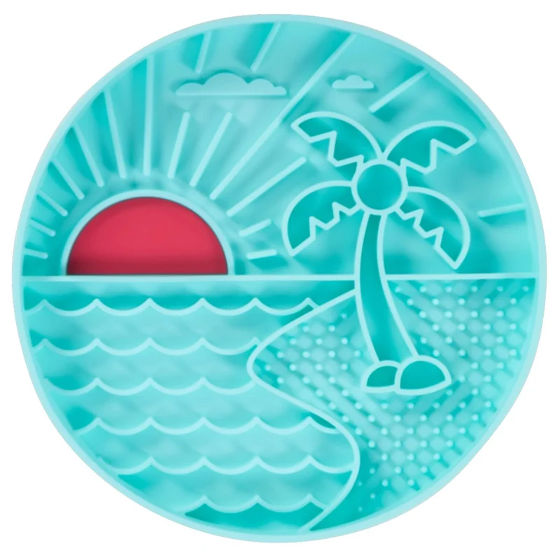 Messy Mutts Bol d'alimentation en silicone - Turquoise à motif de plage