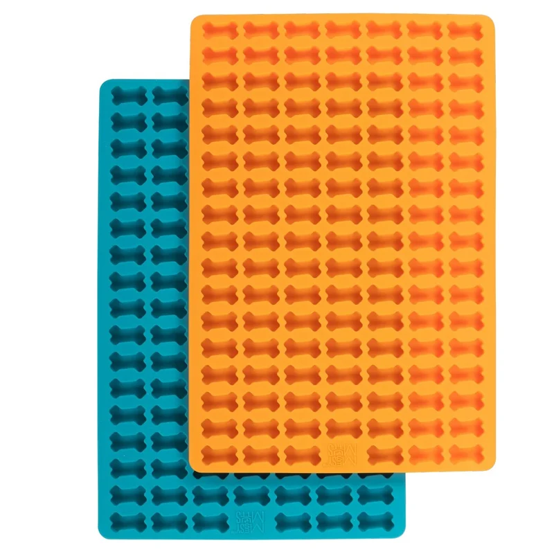 Messy Mutts Moule à mini friandises en silicone - Pqt de 2 - Orange et bleu