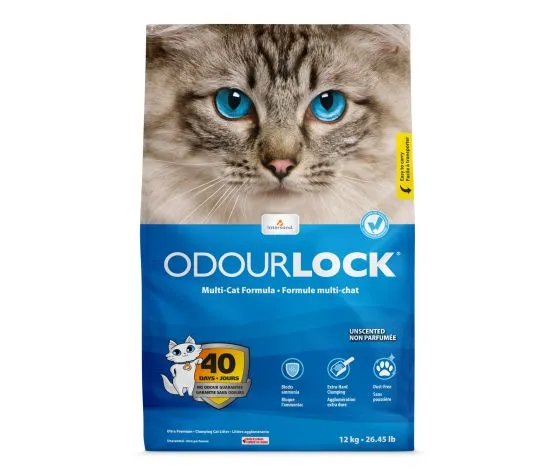Intersand - OdourLock - Non Parfumé - Litière Agglomérante - Formule Multi-Chat - 12kg
