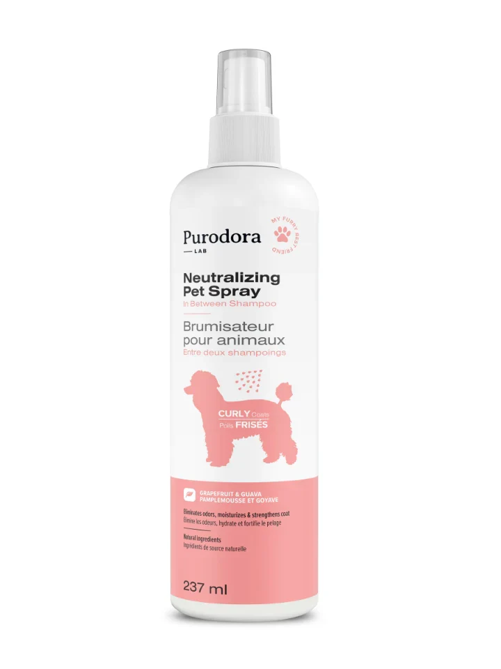 Purodora - Brumisateur neutralisant d'odeur - Poil frisé - 250ml - Chat et Chien