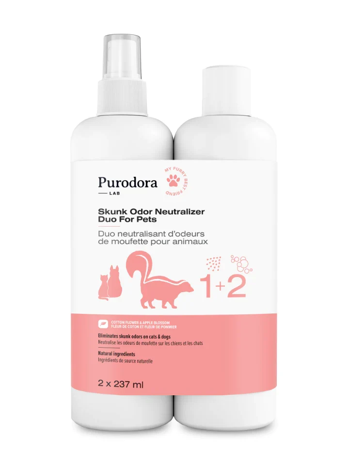 Purodora lab - Duo shampoing et neutralisant d'odeur de moufette - Chien et Chat - 2X237ml