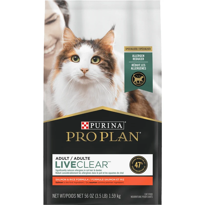 LiveClear Réduction des Allergies - Nourriture au Saumon & Riz pour Chats Adultes